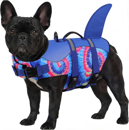 Dog Life Jacket - Premium Pet Safety Vest for Swimming and Boating, Shark Design with Floatation for Small, Medium, and Large Dogs (Blue Bandhnu, XS)