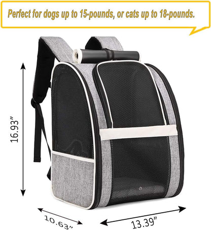 Premium Pet Carrier Backpack with Window Blind for Small Cats and Dogs, Ventilated Design, Safety Straps, Buckle Support, Collapsible for Travel, Hiking, Outdoor Adventures, and Veterinary Visits