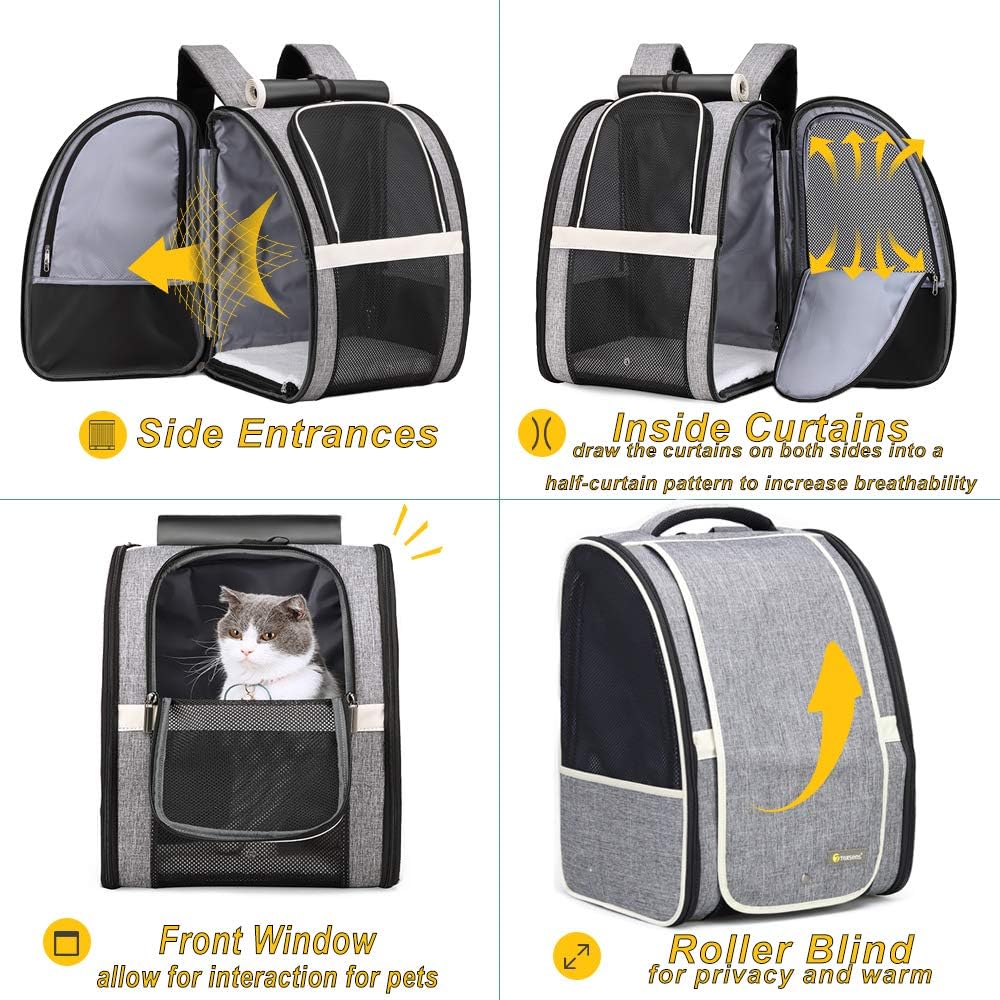 Premium Pet Carrier Backpack with Window Blind for Small Cats and Dogs, Ventilated Design, Safety Straps, Buckle Support, Collapsible for Travel, Hiking, Outdoor Adventures, and Veterinary Visits