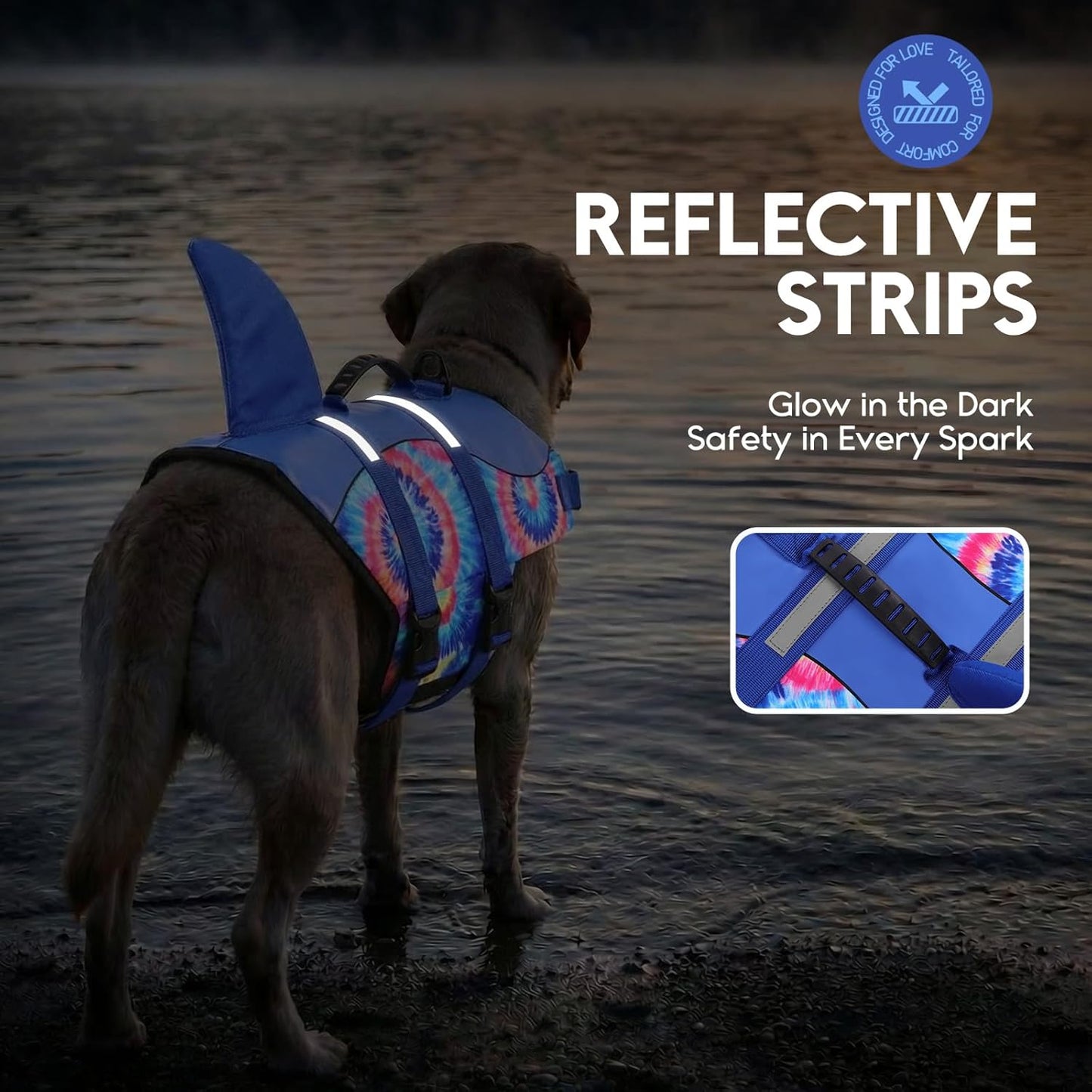 Dog Life Jacket - Premium Pet Safety Vest for Swimming and Boating, Shark Design with Floatation for Small, Medium, and Large Dogs (Blue Bandhnu, XS)