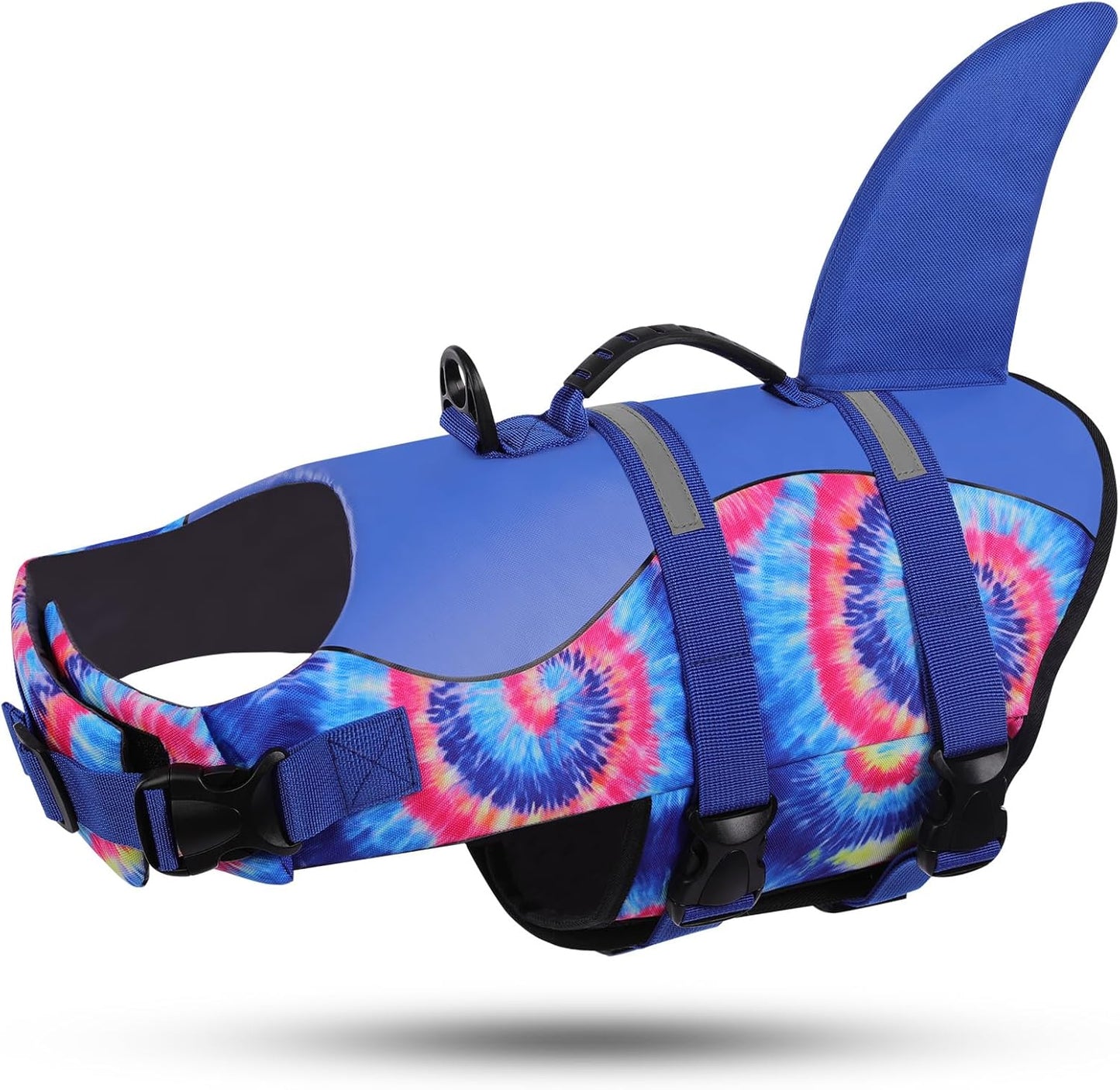 Dog Life Jacket - Premium Pet Safety Vest for Swimming and Boating, Shark Design with Floatation for Small, Medium, and Large Dogs (Blue Bandhnu, XS)