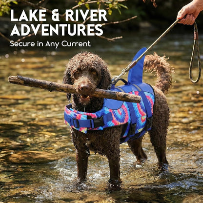 Dog Life Jacket - Premium Pet Safety Vest for Swimming and Boating, Shark Design with Floatation for Small, Medium, and Large Dogs (Blue Bandhnu, XS)
